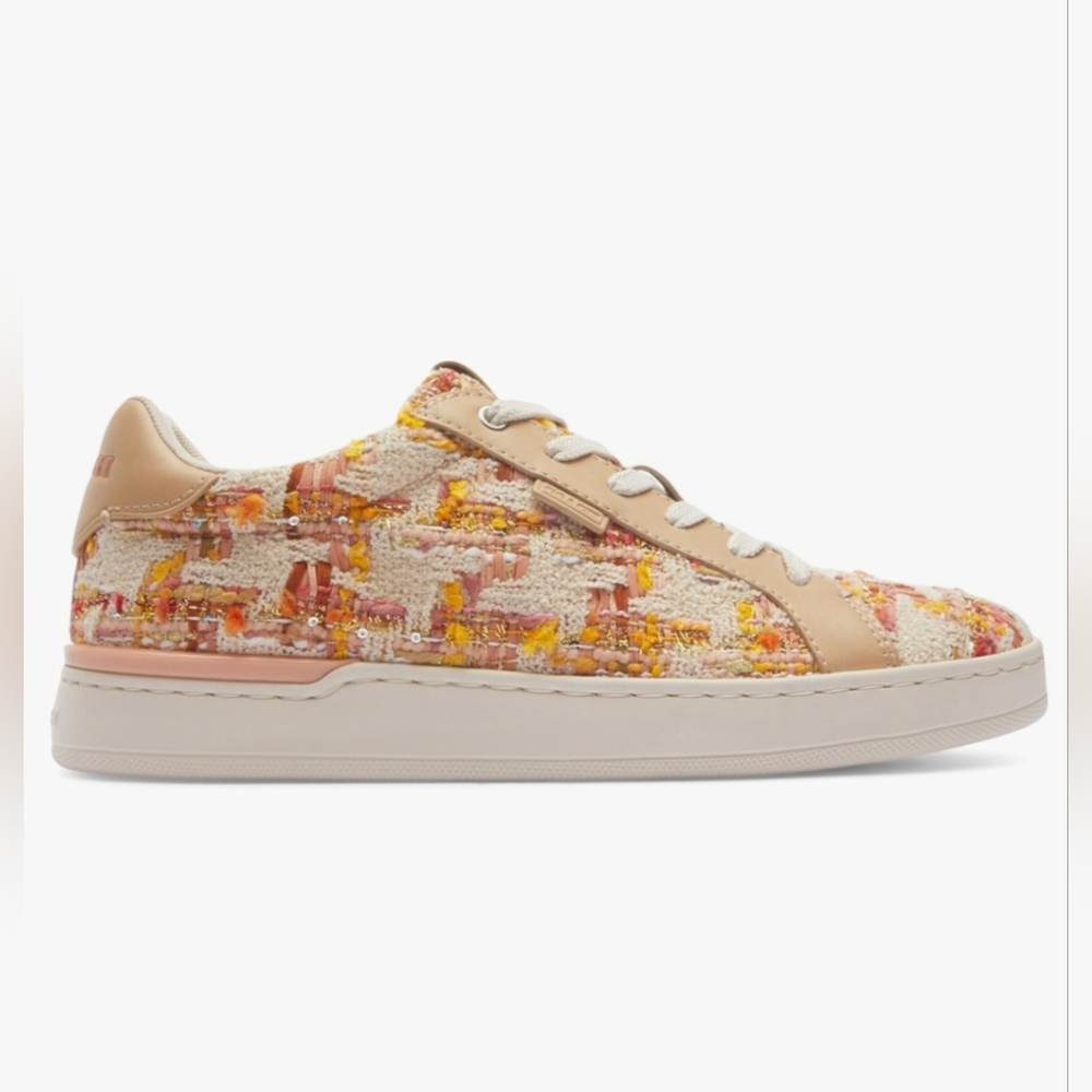 Coach Lowline Natural Multicolor Sneakers with Signature Tweed Pattern SIZE 11 - Picture 4 of 16